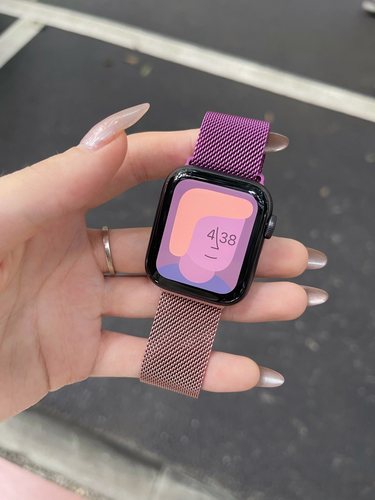 渐变色系iWatch9不锈钢表带米兰女士适用于苹果9手表78代SE粉紫色-图2