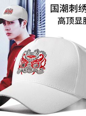 高品质醒狮国潮帽子男高顶大头围潮牌刺绣棒球帽宽檐鸭舌显脸小