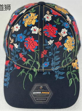 高品质满顶花朵刺绣棒球帽子女时尚复古鸭舌帽户外休闲百搭情侣款