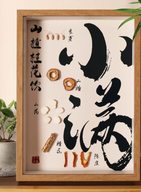 二十四节气中医文创标本展示材标本装饰画中草药标本相框