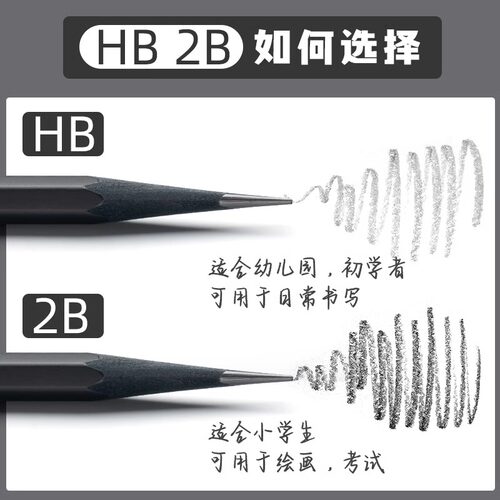 得力纽赛黑木铅笔石墨2B铅笔HB铅笔小学生用儿童一年级二年级专用 - 图3