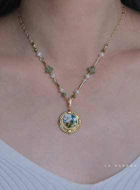 La Habana girl绿野小清新童话气息油画质感独特设计吊坠可拆项链