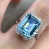 18K gold diamond-set clear Santa Maria aquamarine ring, main stone 4.85 carats