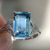 18K diamond inlaid natural aquamarine ring, main stone 2.83 carats, clean glass body, outstanding fire color