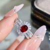 18K diamond inlaid natural unburned ruby ring, main stone 0.71 carat, elegant, noble, romantic and beautiful