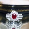 18K diamond inlaid natural unburned ruby ring, main stone 0.71 carat, elegant, noble, romantic and beautiful