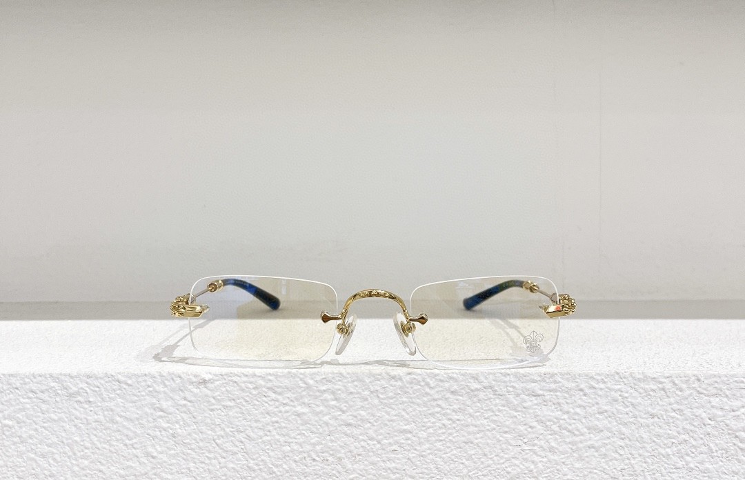 欧美明星同款金属无框眼镜近视女可配有度数防蓝光无边框复古眼睛 - 图1