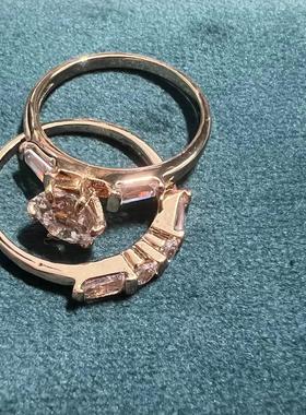 Desigual设计师 高JI感 简约锆石合金多组合叠戴戒指女二合一套戒