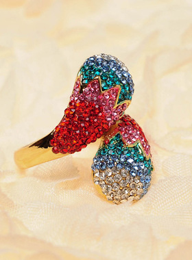 郁金香奥地利水钻镶嵌韩版戒指