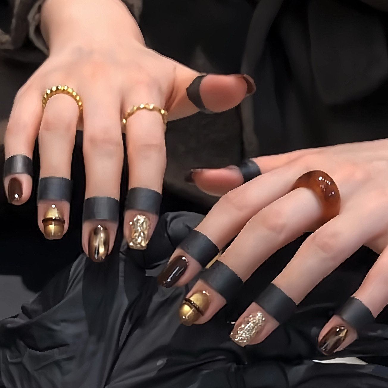 手工秋冬复古显白金光贵气猫眼豹纹美甲高级感穿戴甲短款2025新款,淘宝优惠券,粉丝福利购,淘宝优惠卷