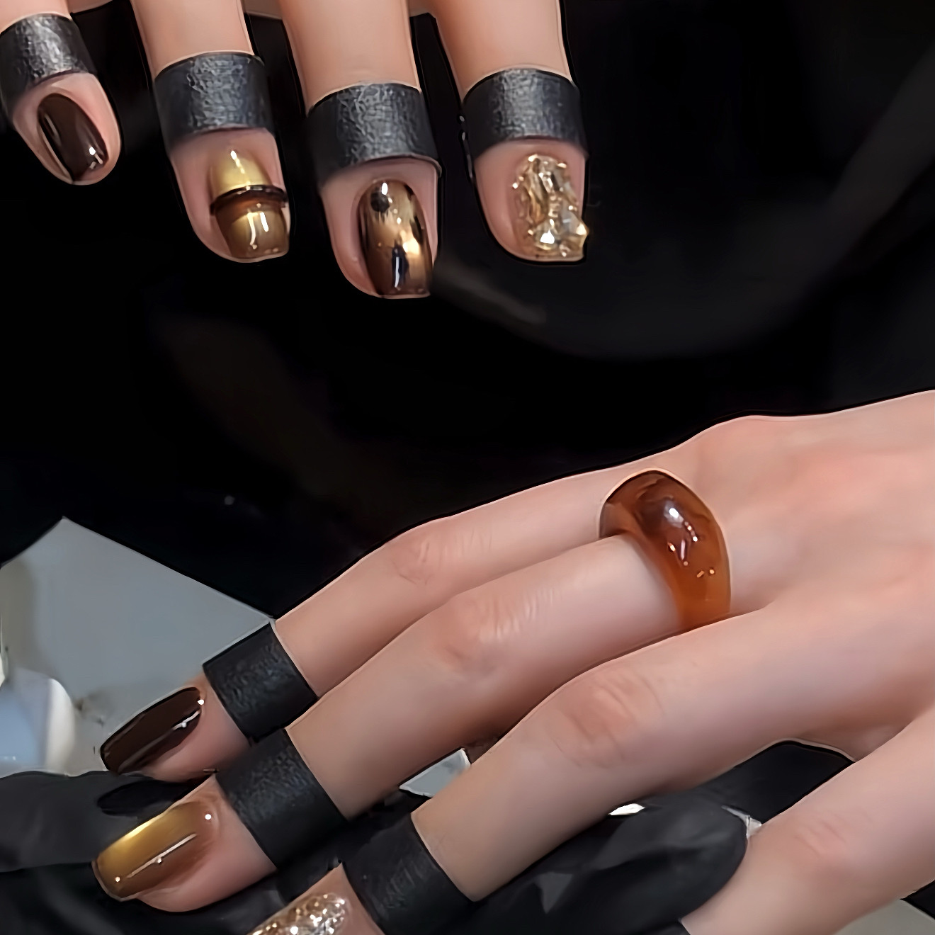 手工秋冬复古显白金光贵气猫眼豹纹美甲高级感穿戴甲短款2025新款,淘宝优惠券,粉丝福利购,淘宝优惠卷