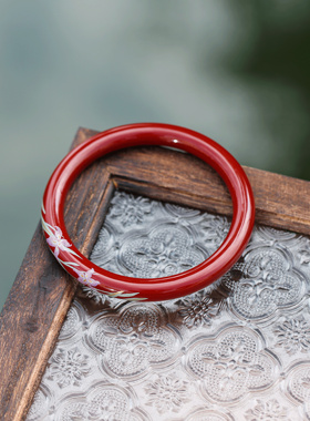 大漆非遗新中式红色手镯