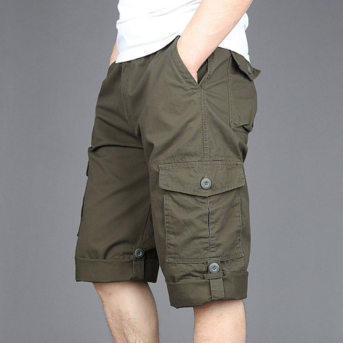 夏季冰感宽松七分裤男多口袋休闲中裤可卷边五分工装薄款短裤速干 - 图2