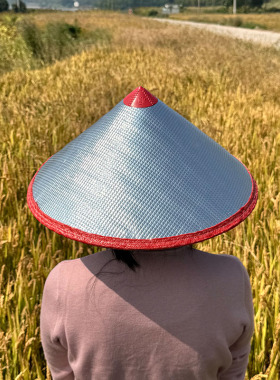 竹编户外采茶大檐防晒防雨斗笠帽