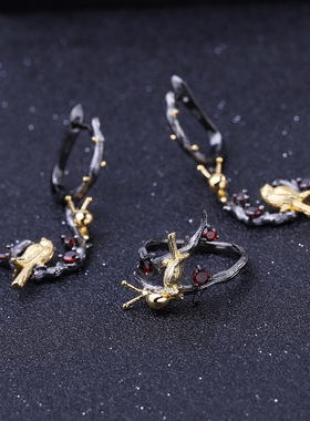 秘密花园设计师款S925银欧美复古vintage小众精工高颜值纯银戒指