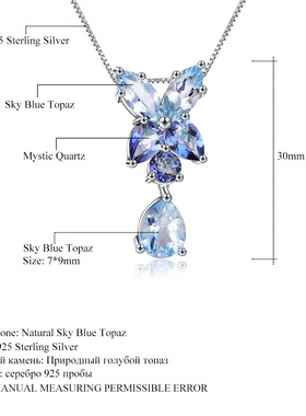 托帕石吊坠银小众轻奢欧美复古风