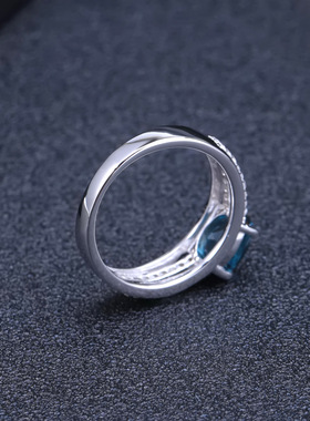 高档轻奢小众复古风托帕石银戒指