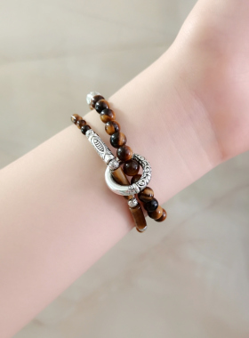 juzitu桔子兔虎眼石藏银手链