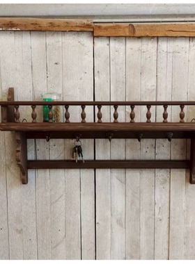 法式风置物架中古全实木墙上壁挂客厅厨房餐厅咖啡厅收纳架衣帽架