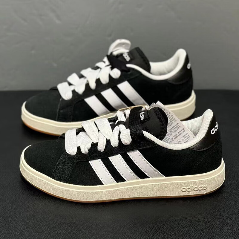 三叶草面包鞋复古女鞋休闲Adidas Campus 00S 黑白运动板鞋HQ8708 - 图1