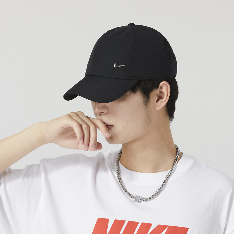 Nike耐克夏季新款正品鸭舌帽男女防晒运动帽训练棒球帽黑色休闲帽-图2