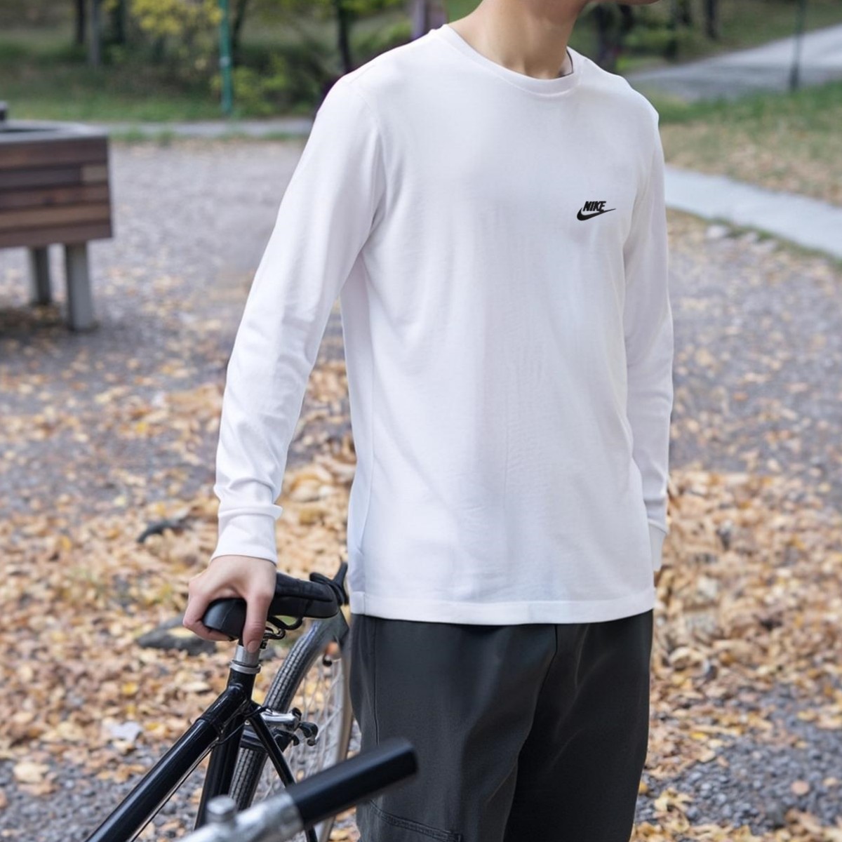 白T恤Nike耐克纯棉长袖男针织运动装薄款圆领卫衣春季新款套头衫,淘宝优惠券,粉丝福利购,淘宝优惠卷