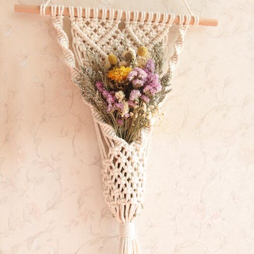 手工编织挂毯花篮装饰挂兜花兜diy材料包波西米亚家居墙面收纳ins - 图0