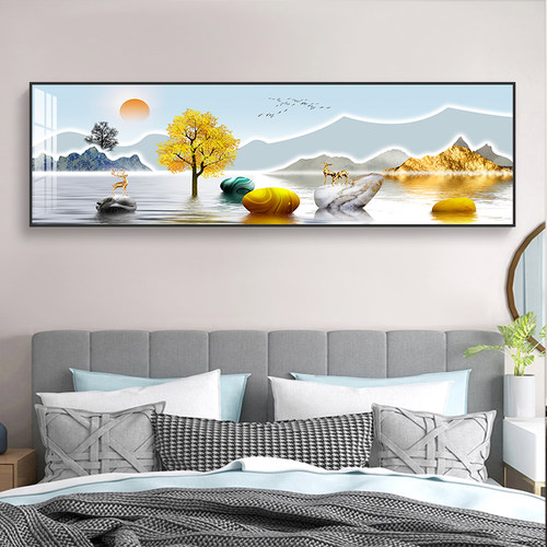 现代简约卧室床头背景墙装饰画主卧温馨房间壁画酒店宾馆客厅挂画 - 图3