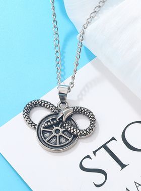 时光之轮咬尾蛇项链男复古毛衣链