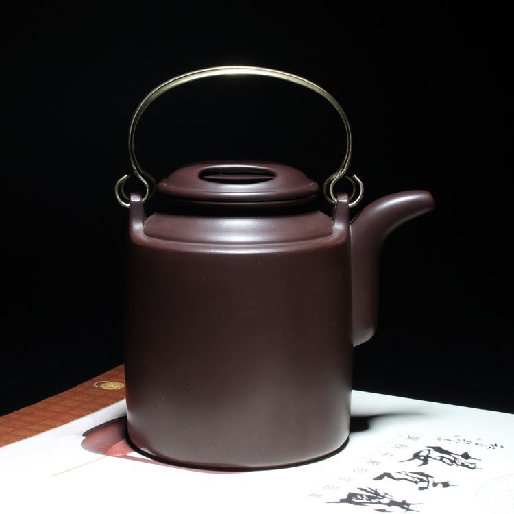 宜兴紫砂茶壶国工王红娟纯手工制功夫茶具洋桶壶原矿紫泥泡茶壶-图0