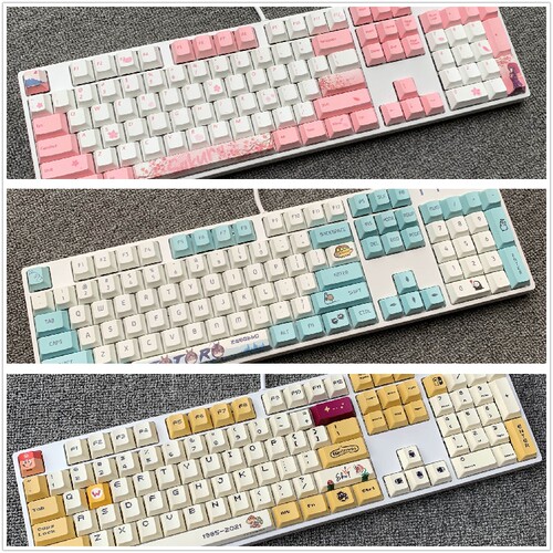五面热升华PBT键帽k845机械键盘马里奥森灵皮卡丘樱花87珊瑚海104 - 图0