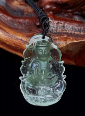 天然绿幽灵满天星全身观音吊坠