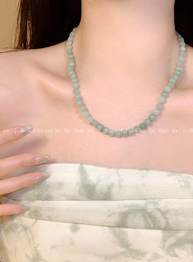 双层叠戴串珠项链女小众设计感百搭颈链简约小清新学生闺蜜锁骨链