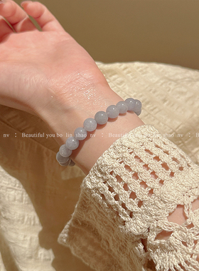 柏林少女海蓝宝山茶花串珠手链女