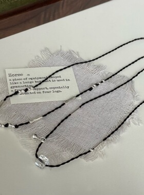 S925纯银银珠黑绳锁骨项链女生复古小众百搭基础极简风百搭锁骨链