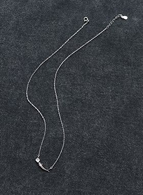 s925纯银鲸鱼锆石项链新款女生简约气质小众设计高级感显瘦锁骨链