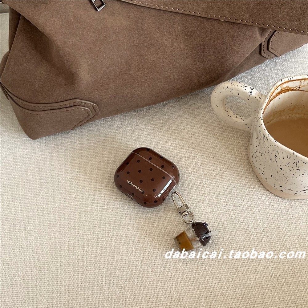 ins棕色黑波点奶茶适用airpods pro2耳机套pro3无线蓝牙苹果airpods1/2代软壳pro新款3/4代防摔保护套女可爱,淘宝优惠券,粉丝福利购,淘宝优惠卷