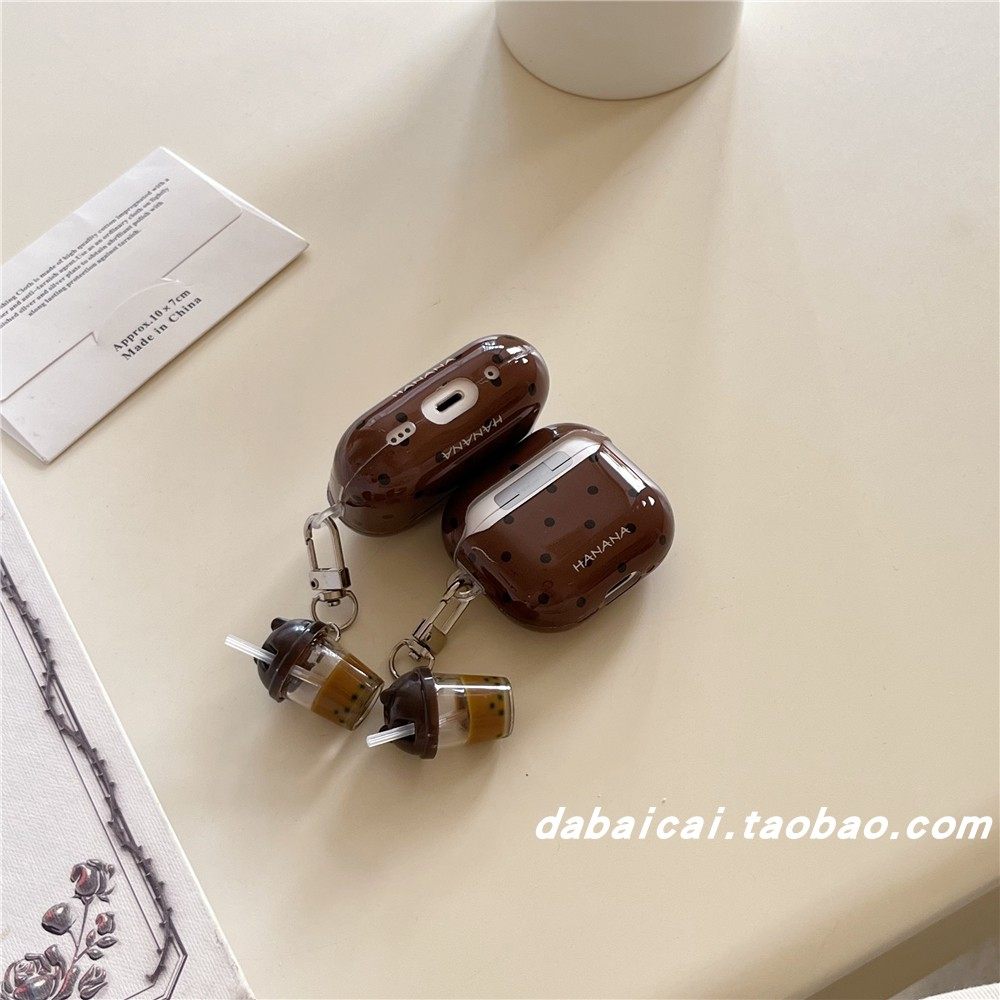 ins棕色黑波点奶茶适用airpods pro2耳机套pro3无线蓝牙苹果airpods1/2代软壳pro新款3/4代防摔保护套女可爱,淘宝优惠券,粉丝福利购,淘宝优惠卷