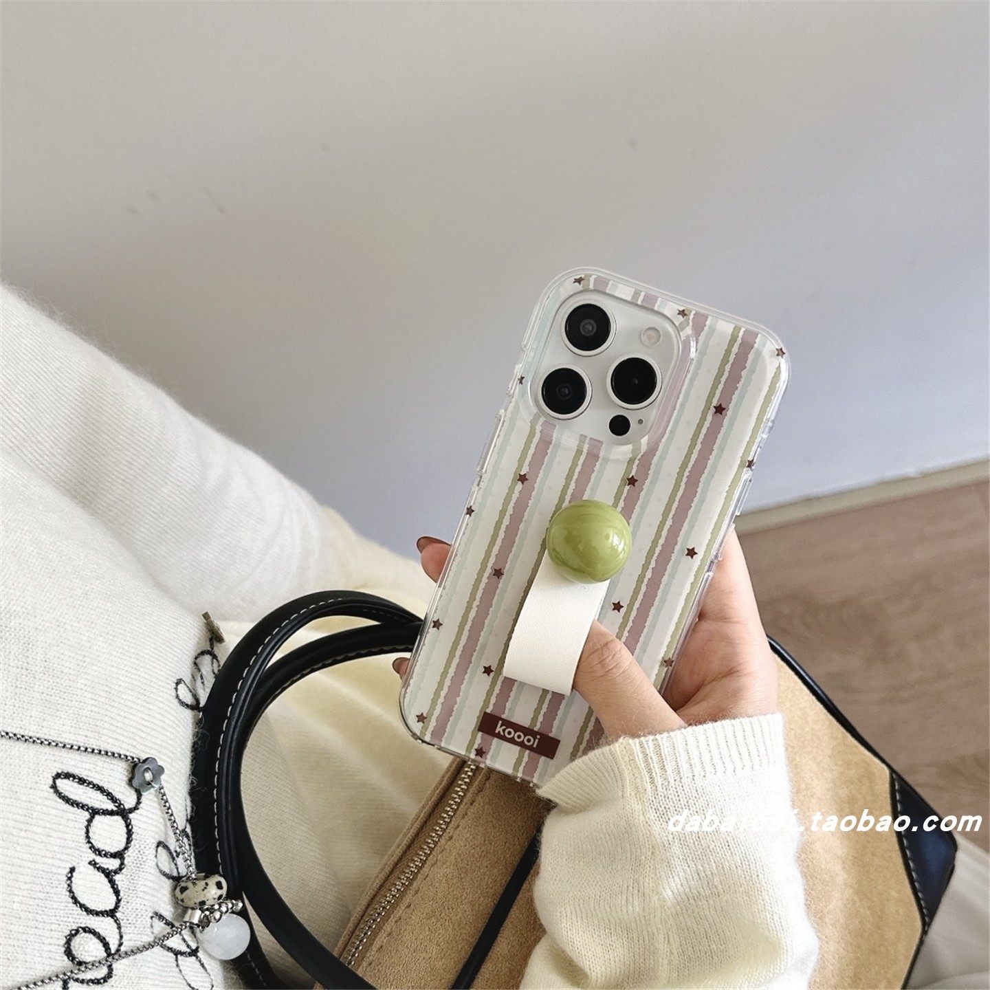 韩系绿棕条纹星星指环扣适用苹果17promax手机壳iphone16新款15pro男女14高级感13全包16pro创意防摔小众ins,淘宝优惠券,粉丝福利购,淘宝优惠卷