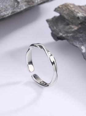 新款日韩风简约不规则扭线戒指