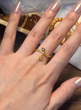 新款金蛇呈祥灵蛇开口可调节戒指