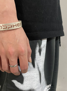 raf字母雕刻ins简约个性百搭手镯