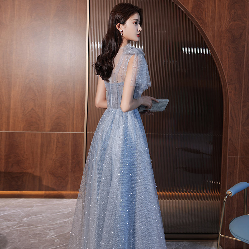 蓝色裙女高端轻奢小众高级感轻婚纱 碧颜礼服/晚装