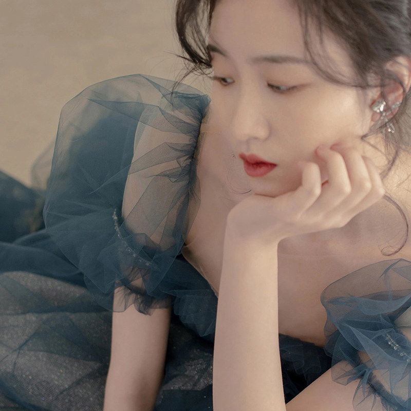 蓝色裙女2022新款生日公主名媛婚纱 碧颜礼服/晚装