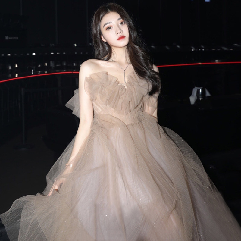 法式裙气质生日名媛轻奢小众婚纱 碧颜礼服/晚装