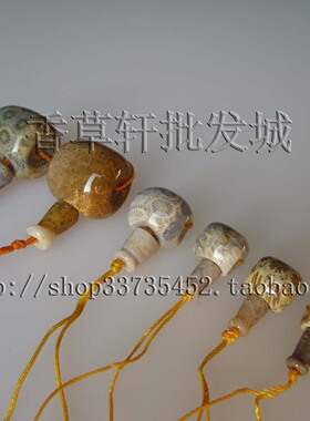 DIY佛珠念珠文玩配件藏式珊瑚玉三通佛塔佛头穿108颗7241