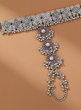 跨境欧美民族风时尚手链手链印度风古银色手链女戒指饰品首饰配饰