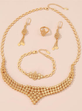 跨境欧美印度风时尚首饰女项链手链戒指耳环套装民族风首饰