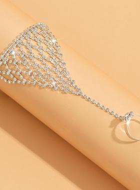 外贸饰品 性感满钻网格连指手链 欧美跨境新款晚会派对手饰晚宴女