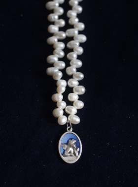 天然淡水珍珠男款男士锁骨项链复古中古风做旧原创设计中性小众女